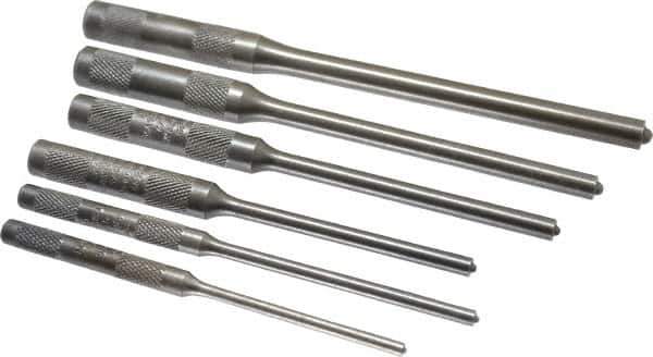 Mayhew - 6 Piece, 1/8 to 5/16", Roll Pin Punch Set - Round Shank, Comes in Vinyl Roll - All Tool & Supply