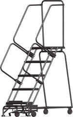 Ballymore - 83" 5 Step Ladder - Rolling Safety Ladder, 450 Lb Capacity, 50" Platform Height, 24" Base Width x 43" Depth, Heavy-Duty Serrated Grating - All Tool & Supply