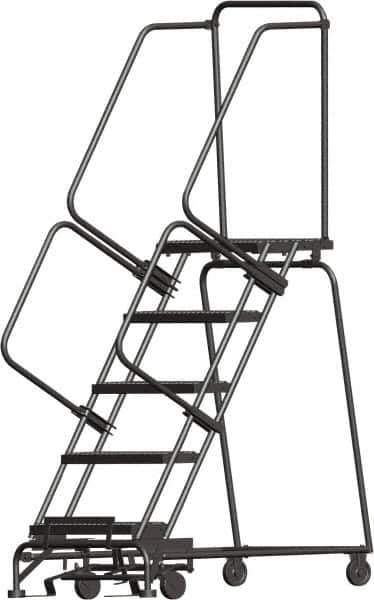 Ballymore - 83" 5 Step Ladder - Lock Step Rolling Safety Ladder, 450 Lb Capacity, 50" Platform Height, 24" Base Width x 43" Base Depth, Grip Strut - All Tool & Supply