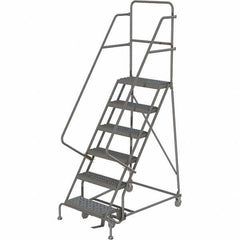 TRI-ARC - 93" 6 Step Ladder - 350 Lb Capacity, 60" Platform Height, 30" Base Width x 49" Depth, Heavy-Duty Serrated Grating - All Tool & Supply