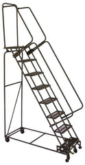 Ballymore - 113" 8 Step Ladder - Lock Step Rolling Safety Ladder, 450 Lb Capacity, 80" Platform Height, 32" Base Width x 61" Base Depth, Perforated Tread - All Tool & Supply