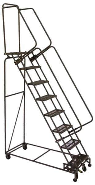 Ballymore - 153" 12 Step Ladder - Lock Step Rolling Safety Ladder, 450 Lb Capacity, 120" Platform Height, 32" Base Width x 87" Base Depth, Perforated Tread - All Tool & Supply