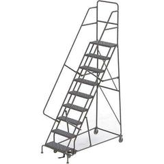 TRI-ARC - 126" 9 Step Rolling Platform Ladder - 450 Lb Capacity, 90" Platform Height, 35" Base Width x 69" Depth, Perforated Tread - All Tool & Supply