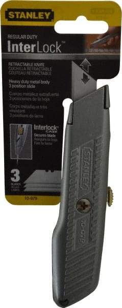 Stanley - Retractable Utility Knife - Enamel (Color) Zinc Handle, 3 Blades Included - All Tool & Supply