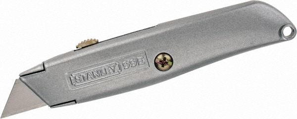 Stanley - Retractable Utility Knife - 2-7/16" Blade, Die Cast Aluminum (Color) Aluminum Handle, 3 Blades Included - All Tool & Supply