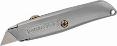 Stanley - Retractable Utility Knife - 2-7/16" Blade, Die Cast Aluminum (Color) Aluminum Handle, 3 Blades Included - All Tool & Supply