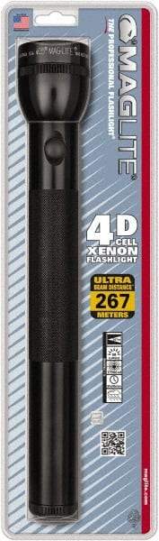 Mag-Lite - Krypton Bulb, 98 Lumens, Industrial/Tactical Flashlight - Black Aluminum Body, 4 D Batteries Not Included - All Tool & Supply