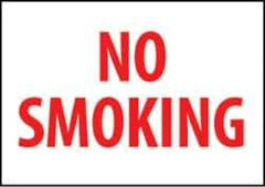 NMC - "No Smoking", 10" Long x 14" Wide, Rigid Plastic Safety Sign - Rectangle, 0.05" Thick, Use for Smoking Regulations - All Tool & Supply