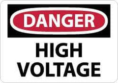 NMC - "Danger - High Voltage", 10" Long x 14" Wide, Rigid Plastic Safety Sign - Rectangle, 0.05" Thick, Use for Accident Prevention - All Tool & Supply