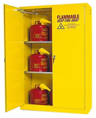 Eagle - 2 Door, 2 Shelf, Yellow Steel Standard Safety Cabinet for Flammable and Combustible Liquids - 65" High x 43" Wide x 18" Deep, Self Closing Door, 3 Point Key Lock, 45 Gal Capacity - All Tool & Supply