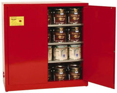 Eagle - 2 Door, 3 Shelf, Red Steel Standard Safety Cabinet for Flammable and Combustible Liquids - 44" High x 43" Wide x 18" Deep, Manual Closing Door, 3 Point Key Lock, 40 Gal Capacity - All Tool & Supply