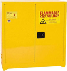 Eagle - 2 Door, 3 Shelf, Yellow Steel Standard Safety Cabinet for Flammable and Combustible Liquids - 44" High x 43" Wide x 18" Deep, Manual Closing Door, 3 Point Key Lock, 40 Gal Capacity - All Tool & Supply