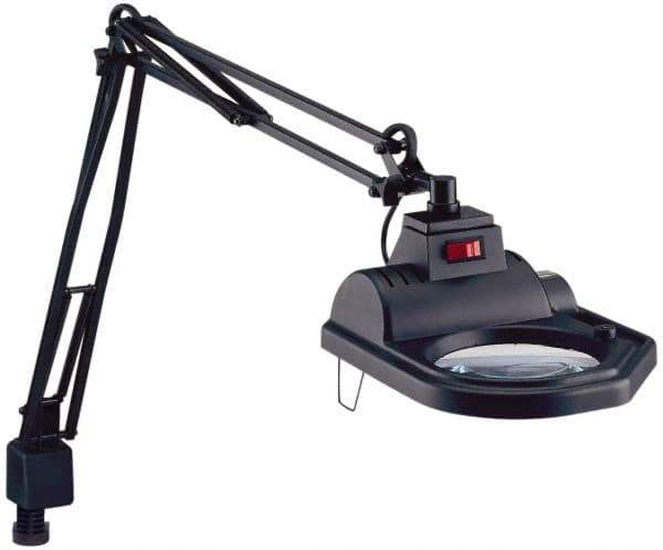 Electrix - 45 Inch, Spring Suspension, Clamp on, Halogen, Black, Magnifying Task Light - 100 Watt, 1.75x Magnification, 5 Inch Wide - All Tool & Supply