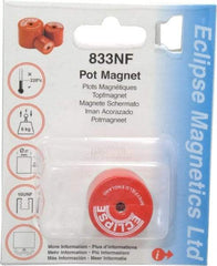 Eclipse - 1-1/16" Diam, 10-32 Thread, 9 Lb Average Pull Force, Mild Steel, Alnico Pot Magnets - 220°C Max Operating Temp, 1" High, Grade 5 Alnico - All Tool & Supply