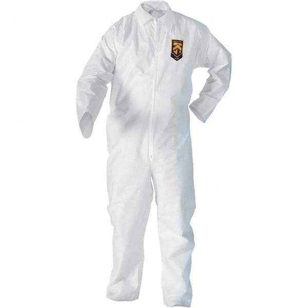 KleenGuard - Size M SMS General Purpose Coveralls - White, Zipper Closure, Elastic Cuffs, Elastic Ankles, Serged Seams - All Tool & Supply