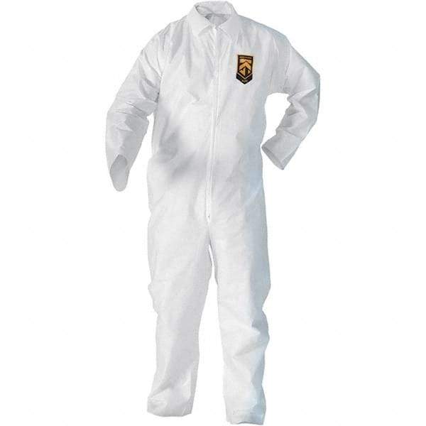 KleenGuard - Size 2XL SMS General Purpose Coveralls - White, Zipper Closure, Elastic Cuffs, Elastic Ankles, Serged Seams - All Tool & Supply