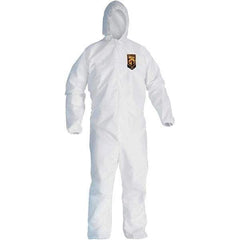 KleenGuard - Size L SMS General Purpose Coveralls - White, Zipper Closure, Elastic Cuffs, Elastic Ankles, Serged Seams - All Tool & Supply