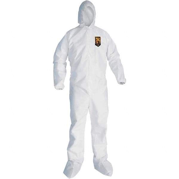 KleenGuard - Size L SMS General Purpose Coveralls - White, Zipper Closure, Elastic Cuffs, with Boots, Serged Seams - All Tool & Supply