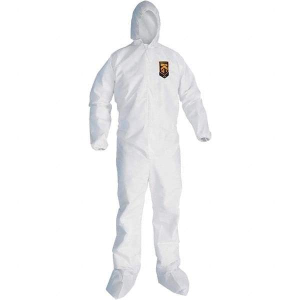 KleenGuard - Size 2XL SMS General Purpose Coveralls - White, Zipper Closure, Elastic Cuffs, with Boots, Serged Seams - All Tool & Supply