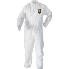 KleenGuard - Size M SMS General Purpose Coveralls - White, Zipper Closure, Open Cuffs, Open Ankles, Serged Seams - All Tool & Supply