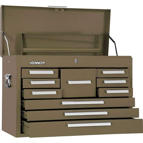 Kennedy - 10 Drawer Tool Chest - 26-1/8" Wide x 12-1/8" Deep x 18-7/8" High, Steel, Brown - All Tool & Supply