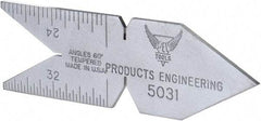 PEC Tools - 60° Angle, Satin Chrome Coated Steel Center Gage - 1/32 to 1/14 Inch Graduation - All Tool & Supply