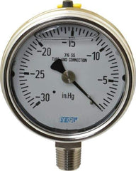 Wika - 2-1/2" Dial, 1/4 Thread, 30-0 Scale Range, Pressure Gauge - Lower Connection Mount, Accurate to 2-1-2% of Scale - All Tool & Supply