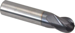 Atrax - 1/2" Diam, 5/8" LOC, 4 Flute Solid Carbide Ball End Mill - AlTiN Finish, Single End, 2-1/2" OAL, 1/2" Shank Diam - All Tool & Supply