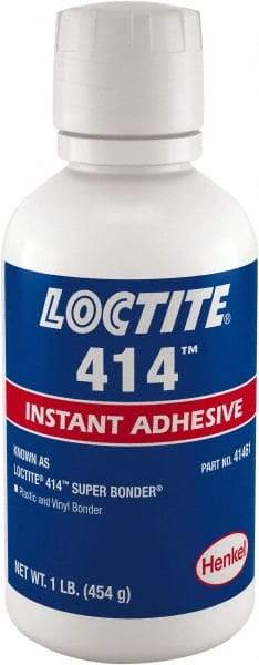 Loctite - 1 Lb Bottle Clear Instant Adhesive - Series 414, 24 hr Full Cure Time - All Tool & Supply