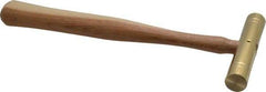 Made in USA - 1/2 Lb Head 3/4" Face Brass Head Striking Tool Hammer - 10-1/2" OAL, Wood Handle - All Tool & Supply