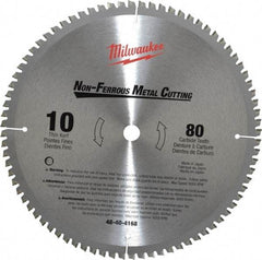 Milwaukee Tool - 10" Diam, 5/8" Arbor Hole Diam, 80 Tooth Wet & Dry Cut Saw Blade - Carbide-Tipped, General Purpose & Straight Action, Standard Round Arbor - All Tool & Supply