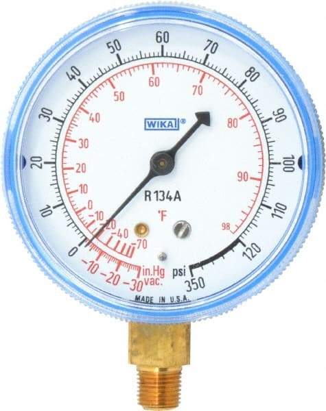 Wika - 2-1/2" Dial, 1/8 Thread, 30-0-120 Scale Range, Pressure Gauge - Lower Connection Mount, Accurate to 1-2-5% of Scale - All Tool & Supply