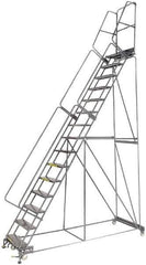 Ballymore - 192" 15 Step Ladder - Lock Step Rolling Safety Ladder, 450 Lb Capacity, 150" Platform Height, 40" Base Width x 106" Depth, Abrasive Mat Tread - All Tool & Supply