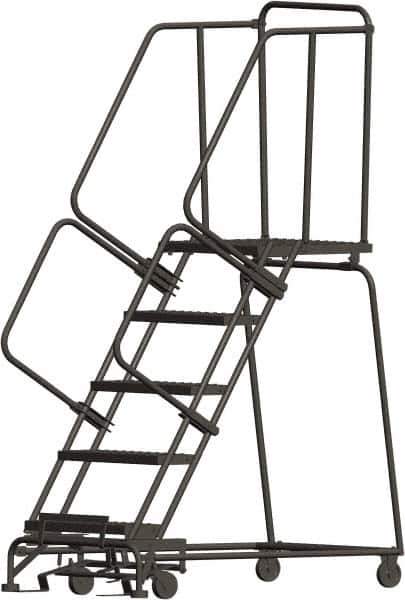 Ballymore - 83" 5 Step Ladder - 450 Lb Capacity, 50" Platform Height, 24" Base Width x 49" Depth, Heavy-Duty Serrated Grating - All Tool & Supply