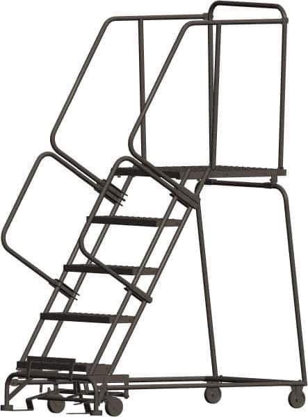 Ballymore - 83" 5 Step Ladder - 450 Lb Capacity, 50" Platform Height, 30" Base Width x 56" Depth, Heavy-Duty Serrated Grating - All Tool & Supply