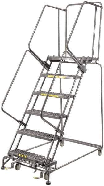 Ballymore - 93" 6 Step Ladder - 450 Lb Capacity, 60" Platform Height, 30" Base Width x 56" Depth, Heavy-Duty Serrated Grating - All Tool & Supply