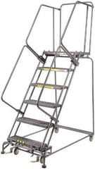 Ballymore - 93" 6 Step Ladder - 450 Lb Capacity, 60" Platform Height, 30" Base Width x 56" Depth, Heavy-Duty Serrated Grating - All Tool & Supply