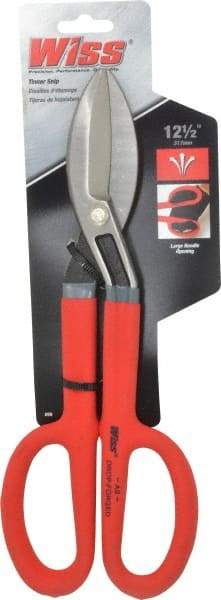 Wiss - 3" Length of Cut, Straight Pattern Tinner's Snip - 12-1/2" OAL, Cushion Grip Handle, 20 AWG Steel Capacity - All Tool & Supply