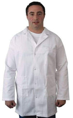 PRO-SAFE - Size M White Lab Coat - Polyester and Cotton, Snap Front, Open Wrists, (2 Pass Through Pockets and Front Chest and Hip Pocket) - All Tool & Supply