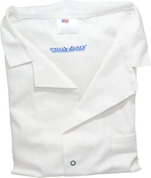 PRO-SAFE - Size L White Lab Coat - Polyester and Cotton, Snap Front, Open Wrists, (2 Pass Through Pockets and Front Chest and Hip Pocket) - All Tool & Supply