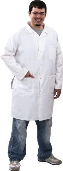 PRO-SAFE - Size XL White Lab Coat - Polyester and Cotton, Snap Front, Open Wrists, (2 Pass Through Pockets and Front Chest and Hip Pocket) - All Tool & Supply