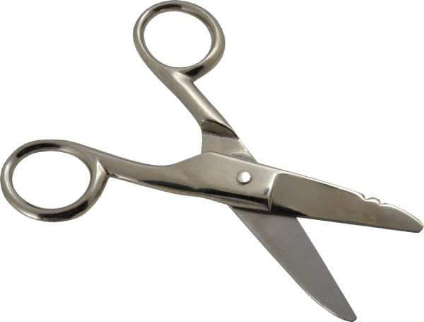 Wiss - 1-7/8" LOC, 5-1/4" OAL Nickel Plated Standard Scissors - Serrated, Plastic Handle, For Electrical - All Tool & Supply