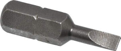 Apex - 0.138" x 0.025" Blade, 1/4" Drive Slotted Screwdriver Bit - 1" OAL, Insert Bit - All Tool & Supply