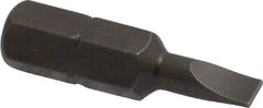 Apex - 0.154" x 0.03" Blade, 1/4" Drive Slotted Screwdriver Bit - 1" OAL, Insert Bit - All Tool & Supply