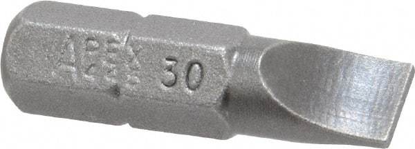 Apex - 0.248" x 0.038" Blade, 1/4" Drive Slotted Screwdriver Bit - 1" OAL, Insert Bit - All Tool & Supply