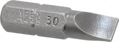 Apex - 0.248" x 0.038" Blade, 1/4" Drive Slotted Screwdriver Bit - 1" OAL, Insert Bit - All Tool & Supply