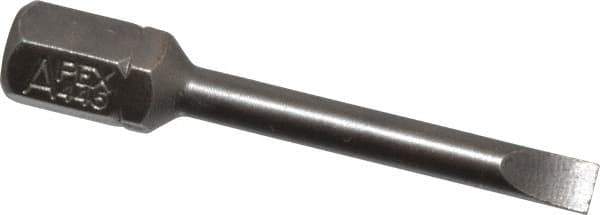 Apex - 0.138" x 0.025" Blade, 1/4" Drive Slotted Screwdriver Bit - 1-1/2" OAL, Insert Bit - All Tool & Supply