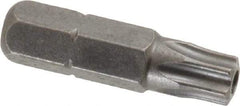 Apex - 1/4" Drive T30 Torx Screwdriver Bit - 1" OAL, Tamper Resistant Bit - All Tool & Supply