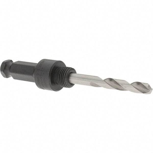 Milwaukee Tool - 5/8 to 1-3/16" Tool Diam Compatibility, Straight Shank, Steel Integral Pilot Drill, Hole Cutting Tool Arbor - 1/2" Min Chuck, Hex Shank Cross Section, Threaded Shank Attachment, For Hole Saws - All Tool & Supply