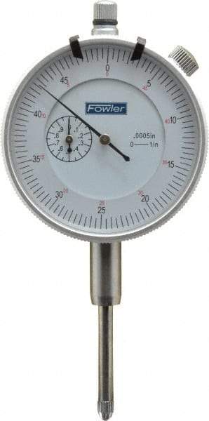 Fowler - 1" Range, 0-25-0 (Balanced), 0-50 (Continuous) Dial Reading, 0.0005" Graduation Dial Drop Indicator - 2-1/4" Dial, 0.05" Range per Revolution, Revolution Counter - All Tool & Supply